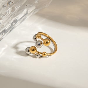 1 Piece Modern Series Vogue Irregular Stainless Steel Gold and Silver Color Women's Adjustable Rings h5 Picture8