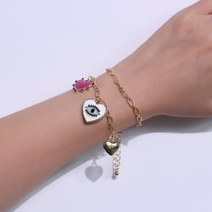 1 Piece Exquisite Series Sparkling Heart Shape Gold Color Alloy Women's Charm Bracelets h5 Picture5