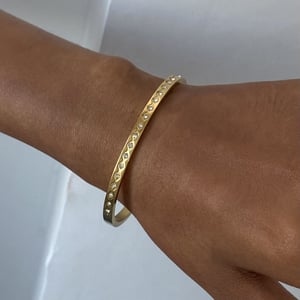 1 Piece Classic Series French Retro Rhombus Round Stainless Steel Gold Color Women's Bangles h5 Picture7