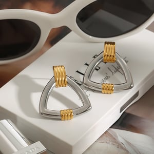 1 Pair Minimalist Series Classic Triangle Shape Stainless Steel Gold Color Women's Stud Earrings h5 Picture8