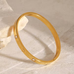 1 Piece Trendy Series Elegant Heart Shape Stainless Steel Gold Color Women's Bangles h5 Picture7