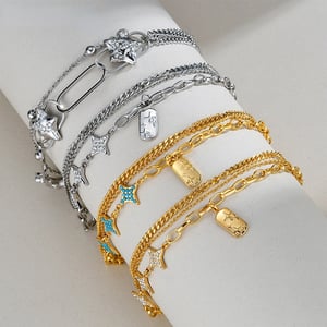 1 Stück Simple Series Daily Patchwork Edelstahl Damen Charm Armbänder h5 Bild6