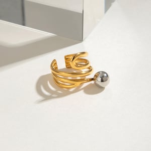 1 paar simple series  style line edelstahl vergoldete einzelringe für damen h5 Bild7