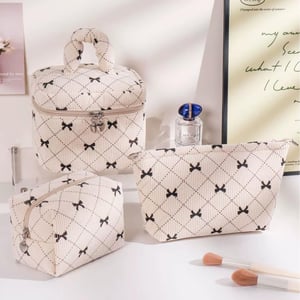 1 Piece Luxurious Series Sweet Bow Knot Corduroy Lightweight Women's Cosmetic Bags h5 Picture4