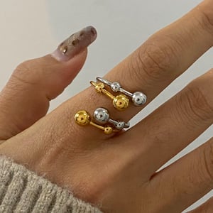 1 Piece Modern Series Vogue Irregular Stainless Steel Gold and Silver Color Women's Adjustable Rings h5 Picture9