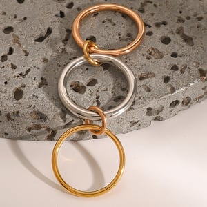 1 paar Simple Series Personality Annular roestvrij staal vergulde dames enkelvoudige ringen h5 Afbeelding7