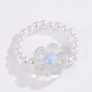 1 Piece Vacation Series Cute Mixed Polychrome Color Beads Lightweight Women's Adjustable Rings h5 Picture7