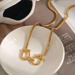 1 piece fashionable series  line stainless steel gold color women's pendant necklaces h5 Picture6