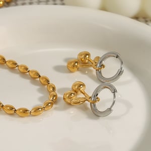 1 Pair Romantic Series Elegant Cherry Shape Stainless Steel Gold and Silver Color Women's Drop Earrings h5 Picture9