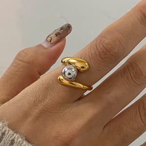1 Piece Minimalist Series Classic Irregular Line Stainless Steel Gold and Silver Color Women's Single Rings h5 Picture7