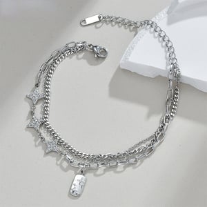 1 Stück Simple Series Daily Patchwork Edelstahl Damen Charm Armbänder h5 Bild7