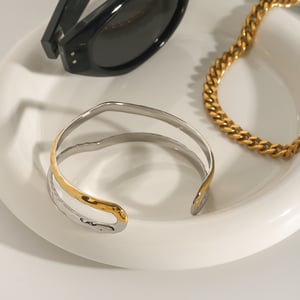 1 stück simple series  linie edelstahl vergoldet damen armreifen h5 Bild8