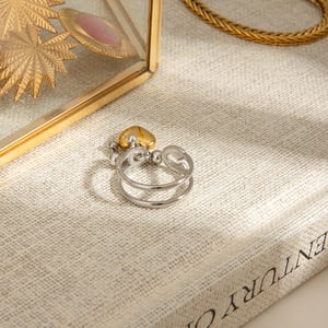 1 Piece Romantic Series Heart Pendant Stainless Steel Gold and Silver Color Women's Single Rings h5 Picture6