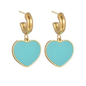 1 paio di orecchini pendenti da donna in acciaio inossidabile a forma di cuore dolce della serie Simple h5 Immagine3