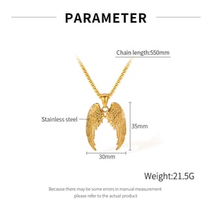 1 Parça Gösterişli Kanatlar Paslanmaz Çelik Erkek Kolye h5 Resim6