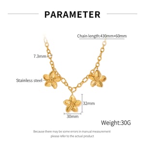 1 Piece Luxurious Series Retro Flower Stainless Steel Gold Color Women's Pendant Necklaces h5 Picture7