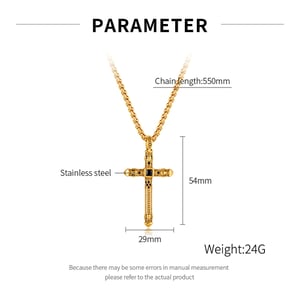 Punk Kafatası Haç Paslanmaz Çelik Altın Rengi Erkek Kolye h5 Resim7