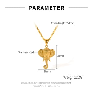 1 Adet Karmaşık Fil Paslanmaz Çelik Erkek Kolye h5 Resim7