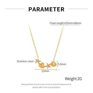 1 Piece Vacation Series Marine Starfish Stainless Steel Gold Color Women's Pendant Necklaces h5 Picture7