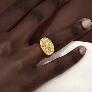 1 Stück Luxuriöse Serie Natürliche Blume Edelstahl Gold Farbe Damen Einzelringe h5 Bild9