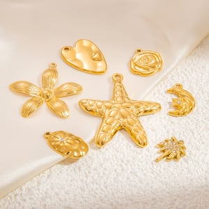 1 Piece Romantic Series Vacation Chic Starfish Shape Stainless Steel Gold Color Women's Pendants h5 Picture5