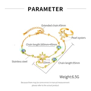 1 Piece Designable Series Daily Star Stainless Steel Gold Color Women's Chain Bracelets With Ring h5 Picture8