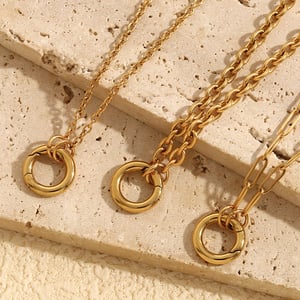 1 Stück Simple Series Tägliche einfarbige Edelstahl-Goldfarbene Damen-Anhängerketten h5 Bild4