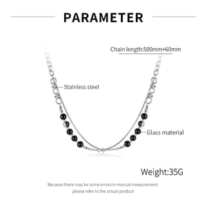 Collares de cadena de acero inoxidable con cuentas brillantes para hombre h5 Imagen7