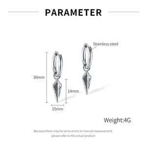 1 Çift Karmaşık Ok Şekli Paslanmaz Çelik Erkek Küpe h5 Resim7