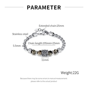 Pulseras de cuentas de acero inoxidable con diseño de cruz delicada para hombre, 1 pieza h5 Imagen7