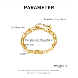 Squircle Doppellagige Edelstahl-Kettenarmbänder in Goldfarbe für Herren h5 Bild7