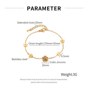 1 Piece Designable Series Daily Flower Stainless Steel Gold Color Women's Charm Bracelets h5 Picture8