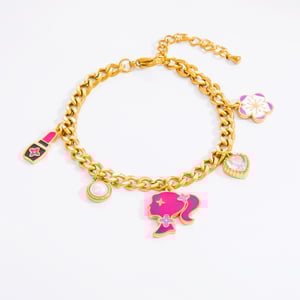 1 Piece Romantic Series Vivid Flower Oil- Glazing Chromatic Stainless Steel Gold Color Women's Charm Bracelets h5 Picture6
