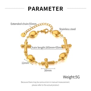1 Piece Classic Series Daily Chic Cross Stainless Steel Gold Color Women's Chain Bracelets h5 Picture8