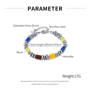 Renkli Silindir Paslanmaz Çelik Erkek Boncuklu Bileklikler h5 Resim7