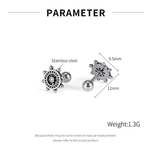 Pendientes de botón de acero inoxidable para hombre con diseño de timón simple de la serie Radiant h5 Imagen8