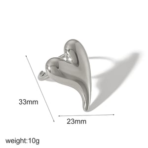 1 Piece Gorgeous Series Delicate Heart Shape Stainless Steel Gold Color Women's Adjustable Rings h5 Picture6