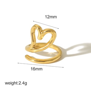 1 Piece Gorgeous Series Delicate Heart Shape Stainless Steel Gold Color Women's Adjustable Rings h5 Picture7