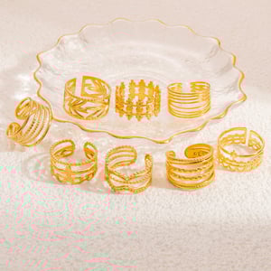 1 Piece Classic Series Daily Minimalist Strip Stainless Steel Gold Color Women's Adjustable Rings h5 Picture4