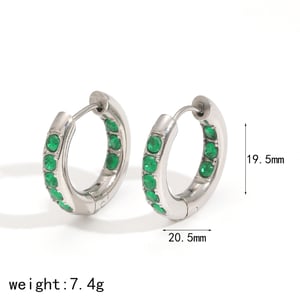 1 Pair Polychrome Series Shining Annular Stainless Steel Gold Color Zircon Women's Hoop Earrings h5 Picture8