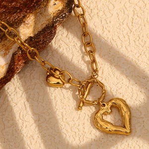 1 Piece Romantic Series Elegant Love/Heart Shape Stainless Steel   Gold Color  Women's Pendant Necklaces h5 Picture5