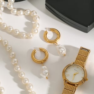 1 paar klassische serie  runde edelstahl gold farbe damen clip-on ohrringe h5 Bild5
