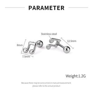 Pendientes clásicos de acero inoxidable para hombre con diseño de notas que combinan con todo h5 Imagen8