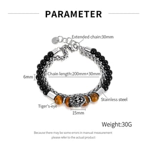 Pulseras de cuentas de acero inoxidable de doble capa con diseño de león para hombre h5 Imagen7
