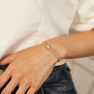 1 Piece Stylish Series Daily Rectangular Stainless Steel Gold Color Women's Chain Bracelets h5 Picture7