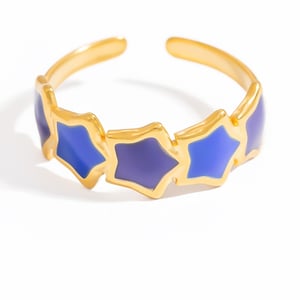 1 Piece Charming Series Chromatic Star Shape Oil- Glazing Stainless Steel Gold Color Women's Adjustable Rings h5 Picture12