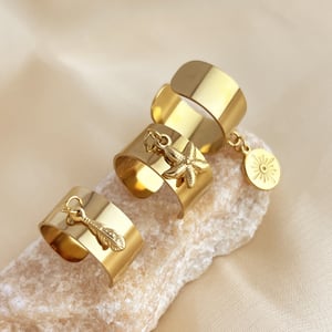 1 Piece Stylish Series Exquisite Marine Organism Dangle Stainless Steel Gold Color Women's Adjustable Rings h5 Picture5