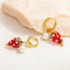 1 Paar romantische Serie Urlaub Pflanze Edelstahl Gold Farbe Glas Damen Tropfen Ohrringe h5 Bild6