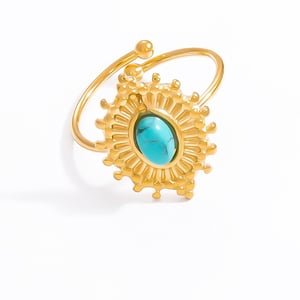 1 Piece Luxurious Series Elegant Eye Shape Nature Stone Stainless Steel Gold Color Women's Adjustable Rings h5 Picture12
