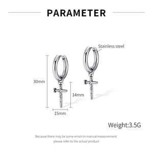 1 par de pendientes de botón de acero inoxidable con textura martillada cruzada moderna para hombre h5 Imagen7